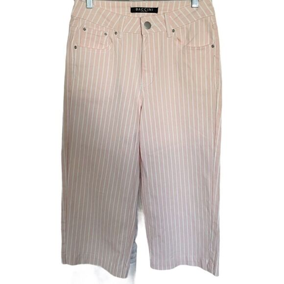 Wide Leg Pink Stripe Pants, 2 Petite - Picture 1 of 5
